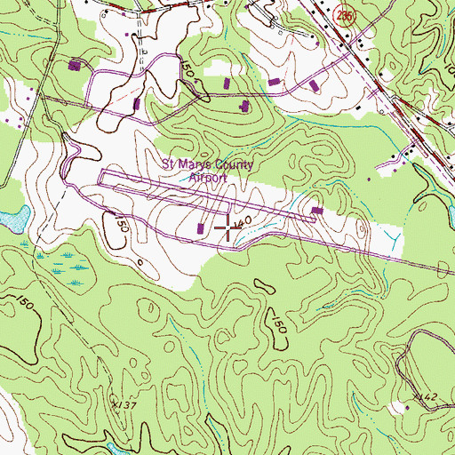 Topographic Map of St Mary's County Regional Airport, MD