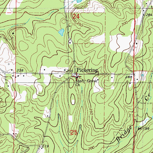 Topographic Map of Shady Grove Cemetery, AR