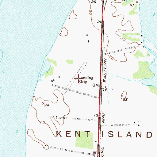 Topographic Map of Mylanders Airstrip (historical), MD