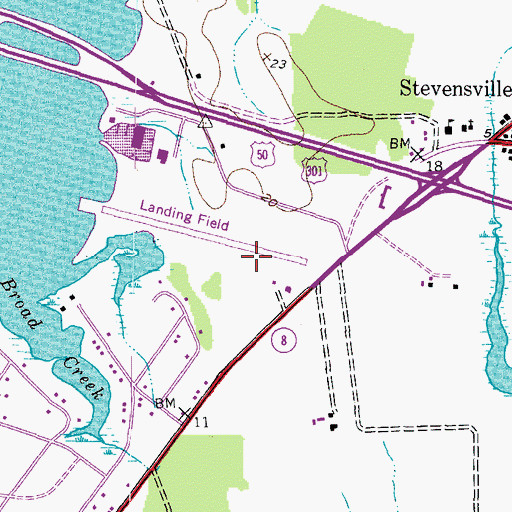 Topographic Map of Bay Bridge Airport, MD
