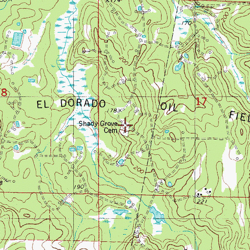 Topographic Map of Shady Grove Cemetery, AR