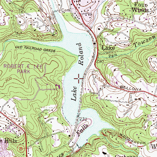 Topographic Map of Lake Roland, MD