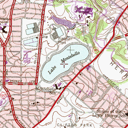 Topographic Map of Lake Montebello Dam, MD