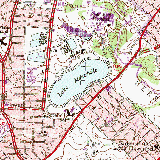 Topographic Map of Lake Montebello, MD