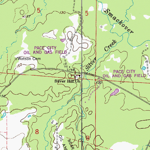 Topographic Map of Silver Hill Cemetery, AR