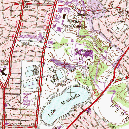 Topographic Map of Montebello Waste Water Lake, MD