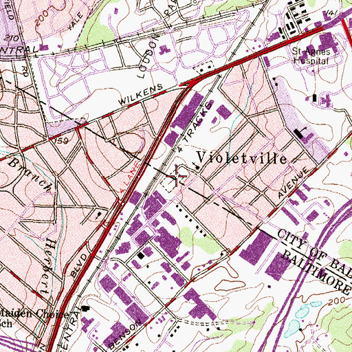 Topographic Map of Saint Pauls Lutheran Cemetery, MD