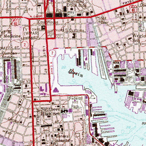 Topographic Map of Inner Harbor, MD