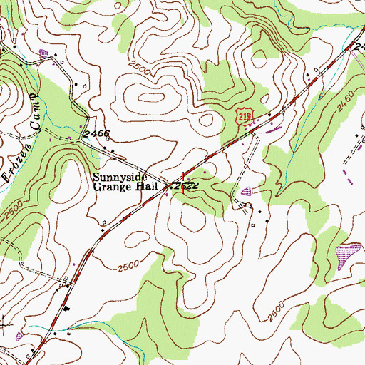 Topographic Map of Sunnyside Grange Hall, MD