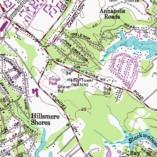 Topographic Map of WANN-AM (Annapolis), MD