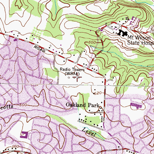 Topographic Map of WBAL-AM (Baltimore), MD