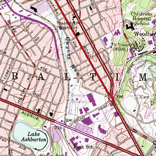 Topographic Map of WEBB-AM (Baltimore), MD