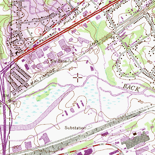 Topographic Map of WEBB-AM (Baltimore), MD