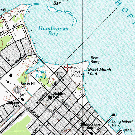 Topographic Map of WCEM-AM (Cambridge), MD