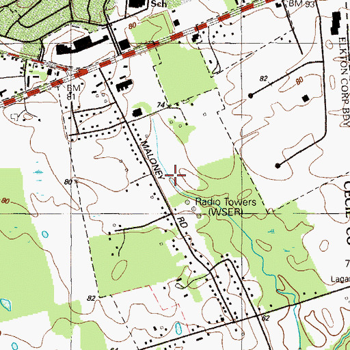 Topographic Map of WSER-AM (Elkton), MD