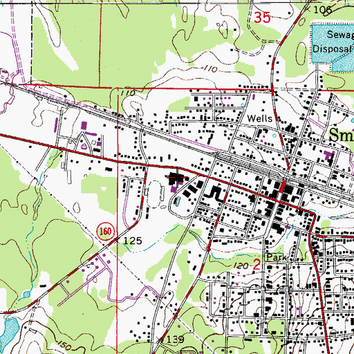 Topographic Map of Smackover High School, AR