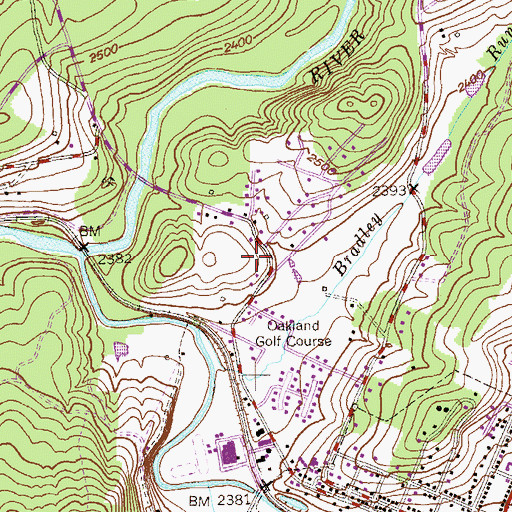 Topographic Map of WMSG-AM (Oakland), MD
