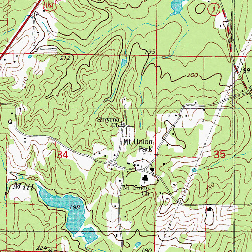 Topographic Map of Smyrna Cemetery, AR