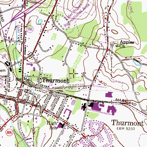 Topographic Map of WTHU-AM (Thurmont), MD
