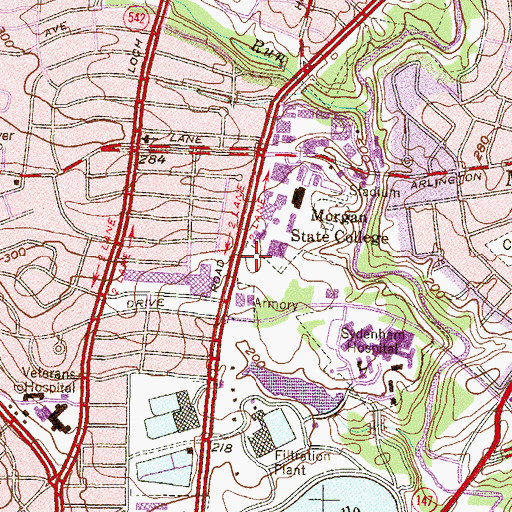 Topographic Map of WEAA-FM (Baltimore), MD