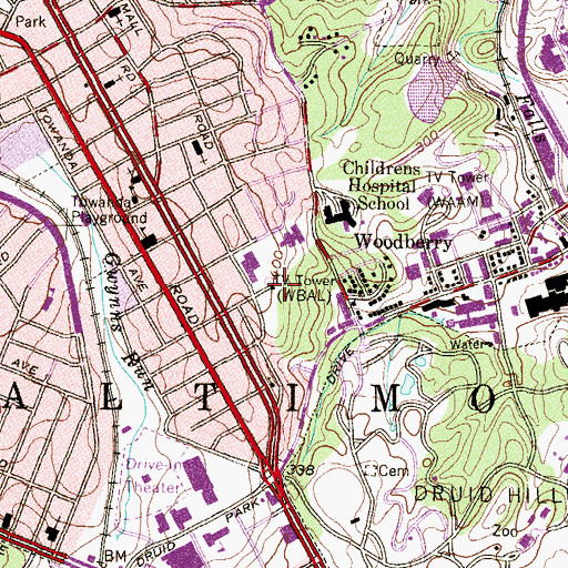 Topographic Map of WJHU-FM (Baltimore), MD