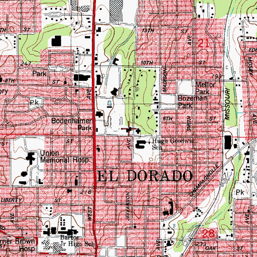 Topographic Map of South Arkansas Arts Center, AR