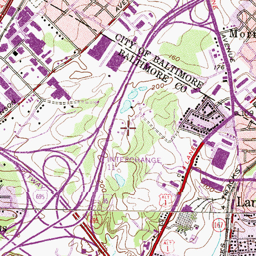 Topographic Map of WRBS-FM (Baltimore), MD