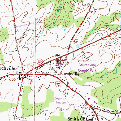 Topographic Map of WHFC-FM (Bel Air), MD
