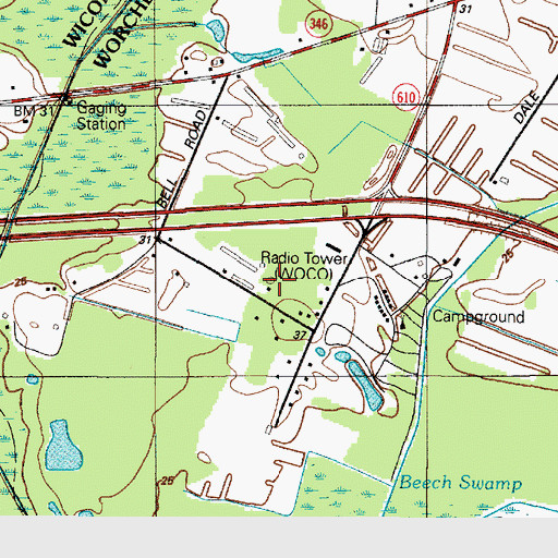 Topographic Map of WOCQ-FM (Berlin), MD