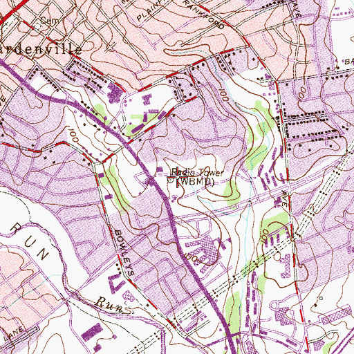 Topographic Map of WQSR-FM (Catonsville), MD