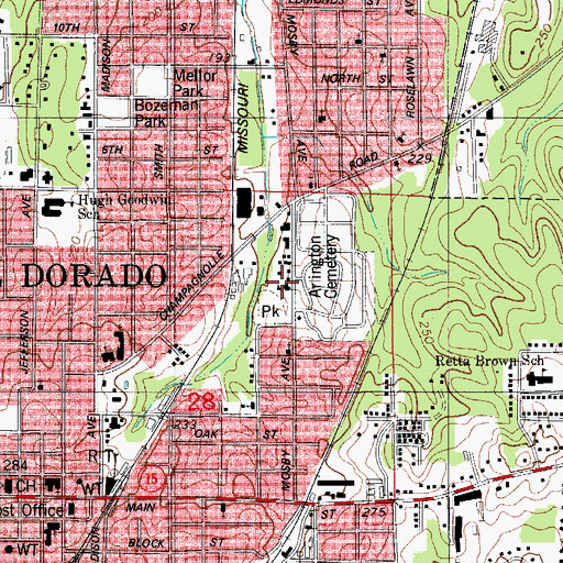 Topographic Map of South Arkansas Development Center for Children and Family, AR