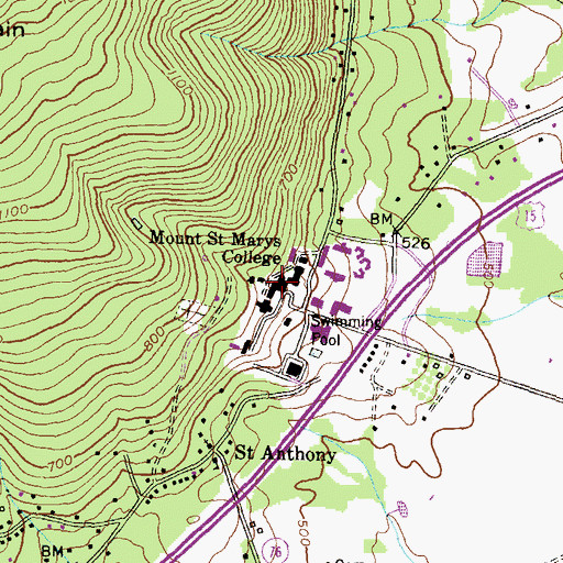 Topographic Map of WMTB-FM (Emmitsburg), MD