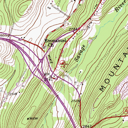 Topographic Map of WFRB-FM (Frostburg), MD