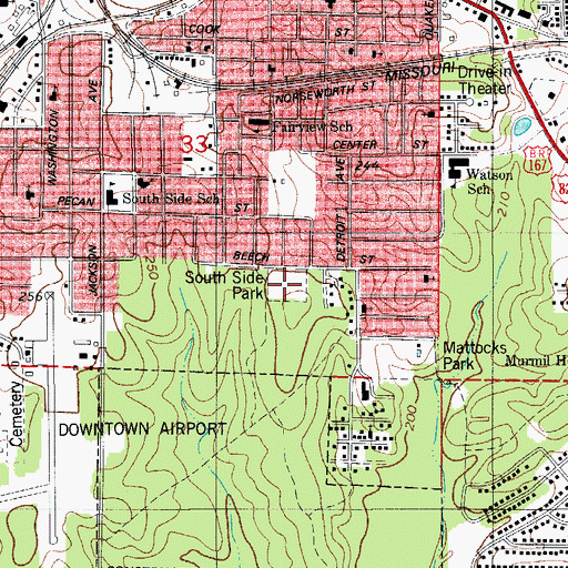 Topographic Map of South Side Park, AR