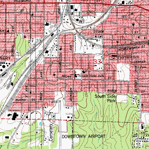 Topographic Map of South Side School, AR