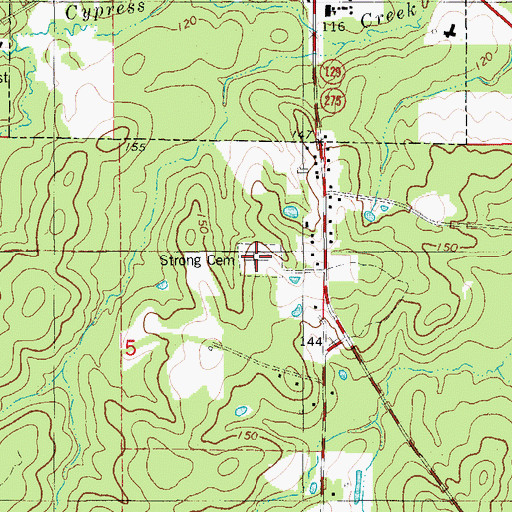 Topographic Map of Strong Cemetery, AR