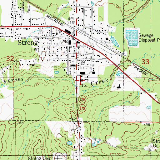 Topographic Map of Strong Elementary School, AR