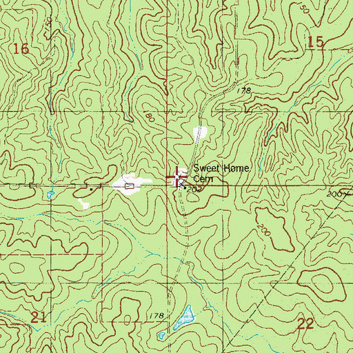 Topographic Map of Sweet Home Cemetery, AR