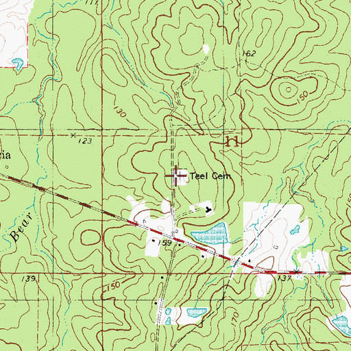 Topographic Map of Teel Cemetery, AR