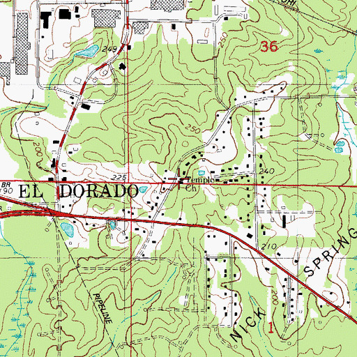 Topographic Map of Temple Baptist Church, AR