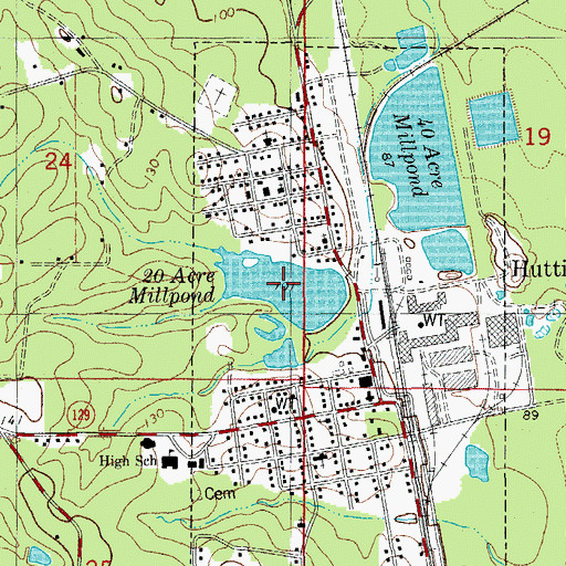 Topographic Map of Twenty Acre Millpond, AR