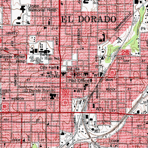 Topographic Map of Union County Courthouse, AR