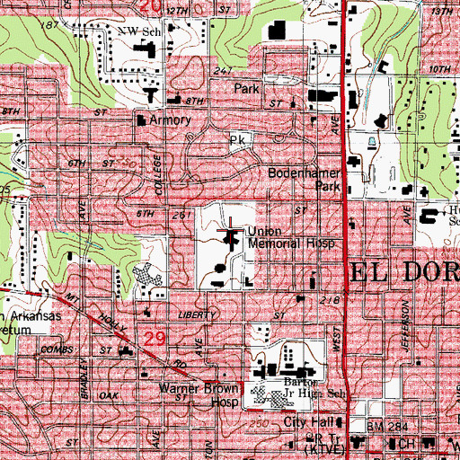 Topographic Map of Medical Center of South Arkansas, AR
