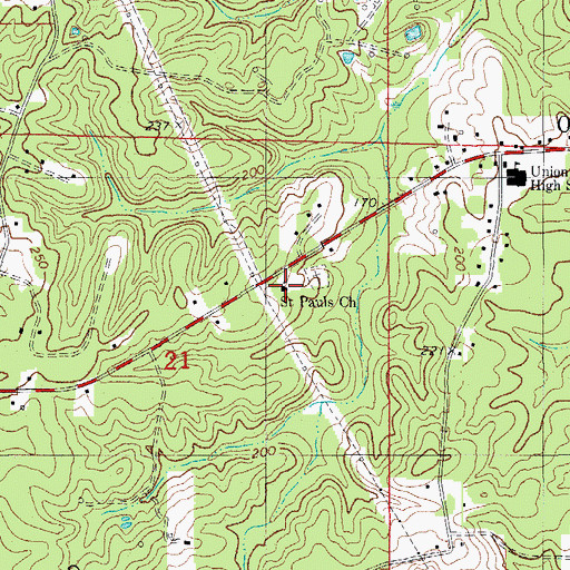 Topographic Map of Union School (historical), AR