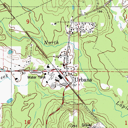 Topographic Map of Urbana Baptist Church, AR