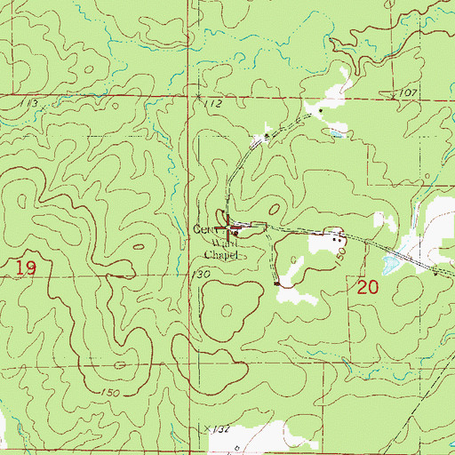Topographic Map of Ward Chapel Cemetery, AR
