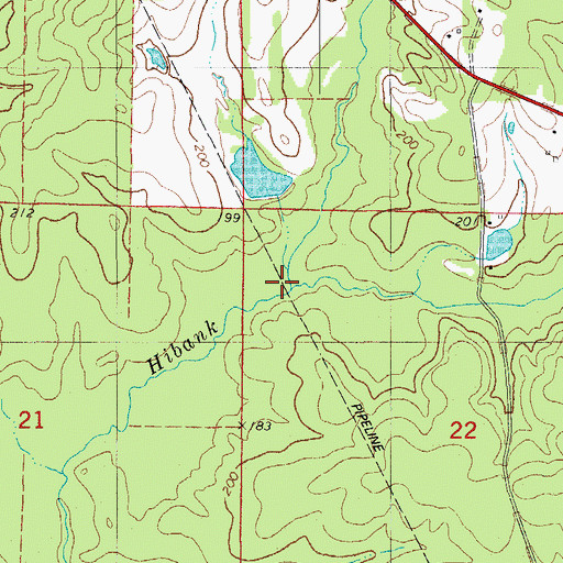 Topographic Map of Ward Creek, AR