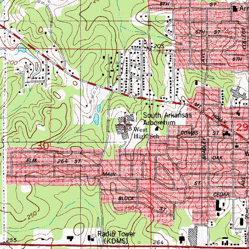 Topographic Map of West High School, AR
