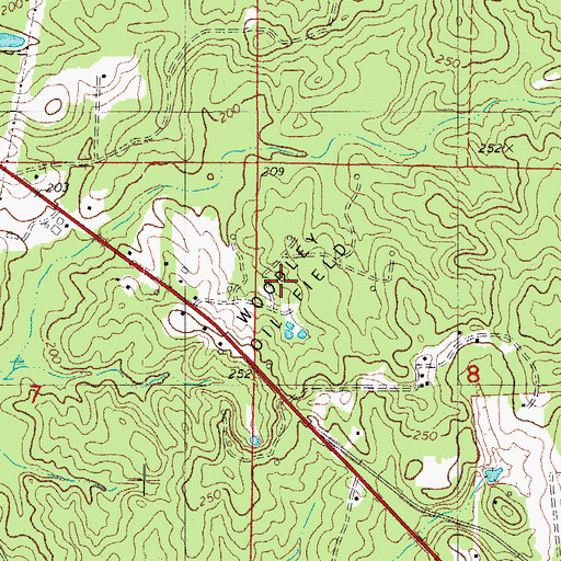 Topographic Map of Woodley Oil Field, AR