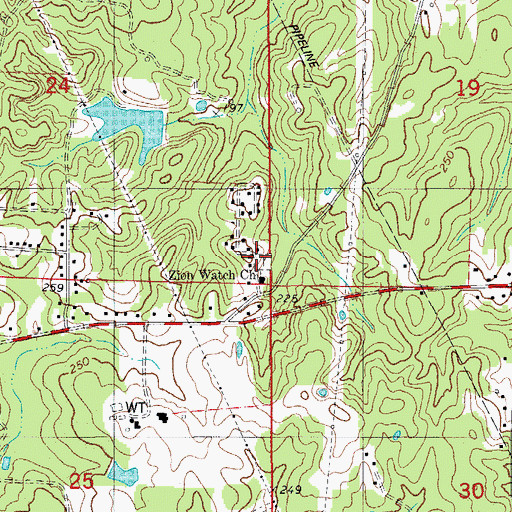 Topographic Map of Zion Watch Cemetery, AR
